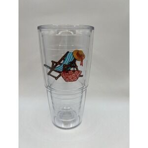 Tervis 24 oz Insulated Tumbler – Beach Chair‎ & Hat Embroidered Tropical Red